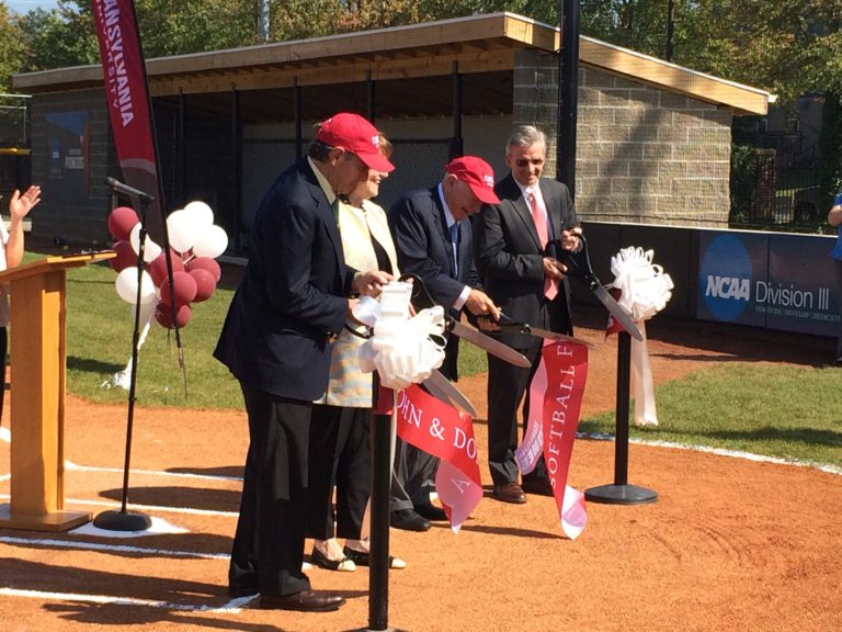 Students and Staff Gather For Dedication of the John and Donna Hall Softball Field