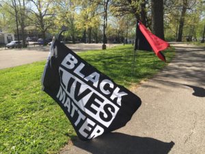 A Black Lives Matter flag flying at Duncan Park