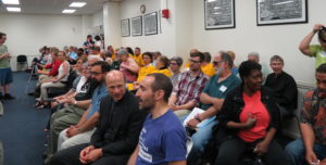 Crowd inside State Capitol Annex