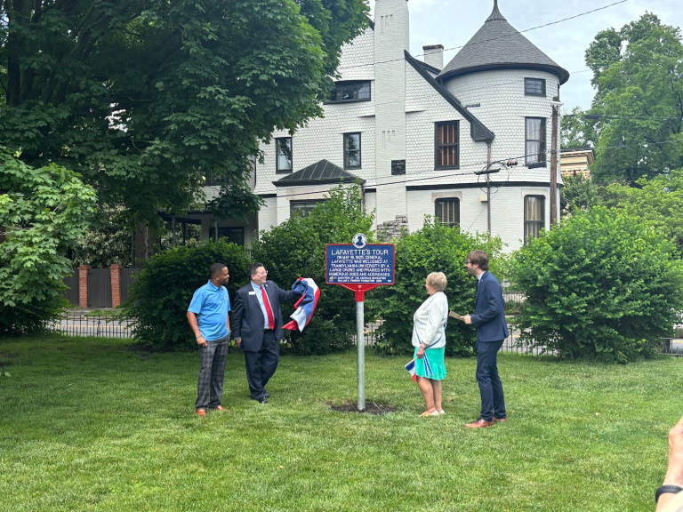 Marker Commemorating 200th Anniversary of Visit of the Marquis de Lafayette Erected on Transylvania Campus